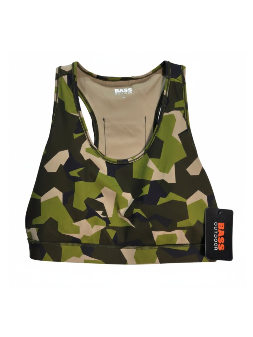 NWT Bass Outdoor Camo Performance Full Coverage Sports Bra with Back Pocket | XL